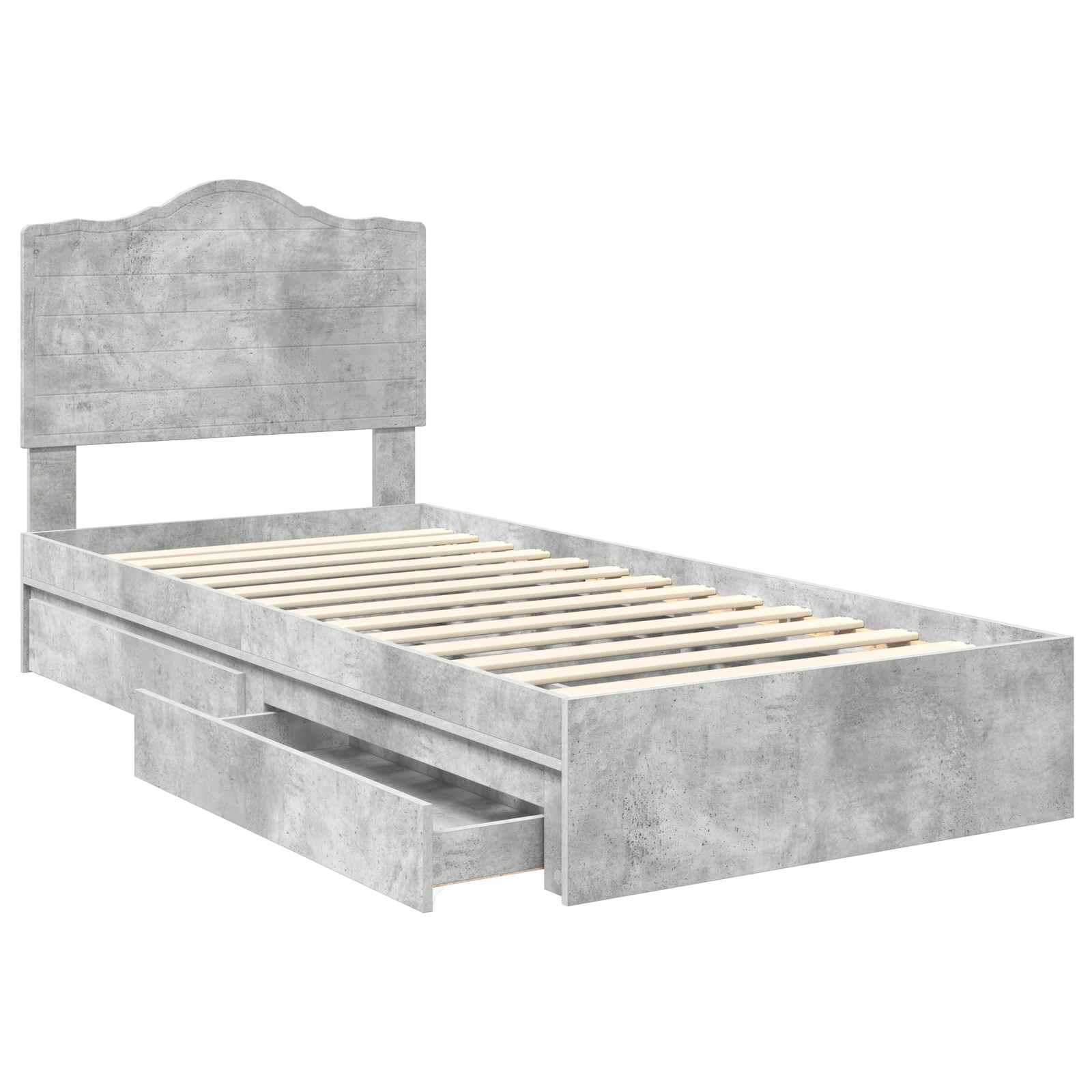 Lit de rangement Gris béton 90 x 190 cm panneau de bois - 5