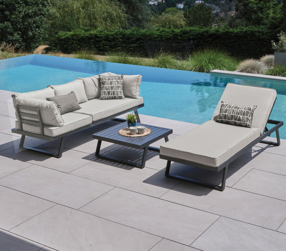 Salon bas de jardin en Métal Anthracite 6 personnes - 4
