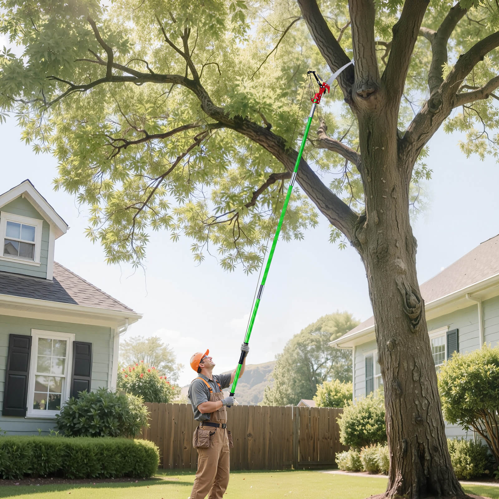Scie à Élaguer Extensible,VEVOR 2,15-8,09 m,Scie sur Perche Manuelle,avec Ciseaux,8 Perches Fibre de Verre,pour Tailler Branches Hautes,Palmiers - 8