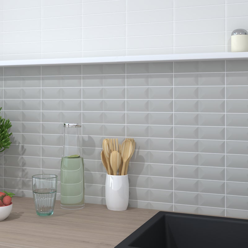 Matowa płytka z reliefem w kolorze greige Glenbrook 5x20 cm Padded Rustic Greige