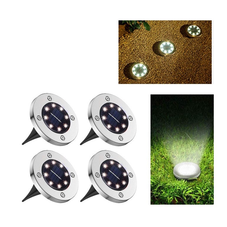 4 lampy solarne LED do użytku zewnętrznego, zestaw 4 szt., lampa ogrodowa, lampa solarna wpuszczana, reflektor do ścieżki, patio, ogrodu podziemnego