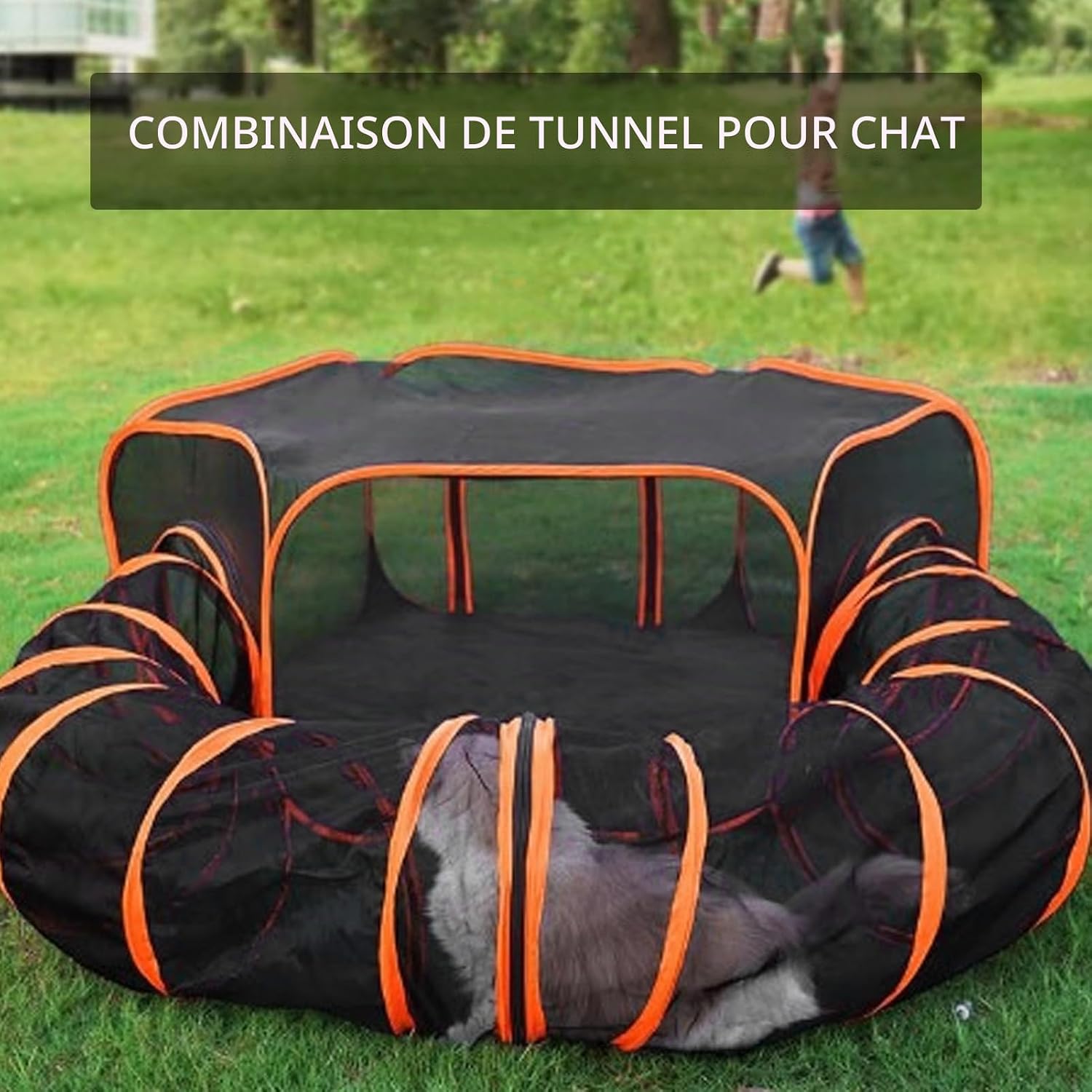 Tunnel pour Chat Pliable avec Enclos, pour Chats et Petits Animaux ...