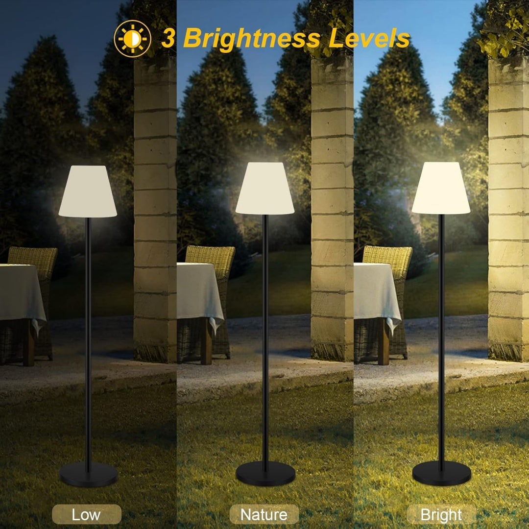 Lampada da terra solare, funziona con energia solare/USB, lampada da terra RGB dimmerabile, cambia colore, per feste/atmosfera festosa, nero 3000K - 3