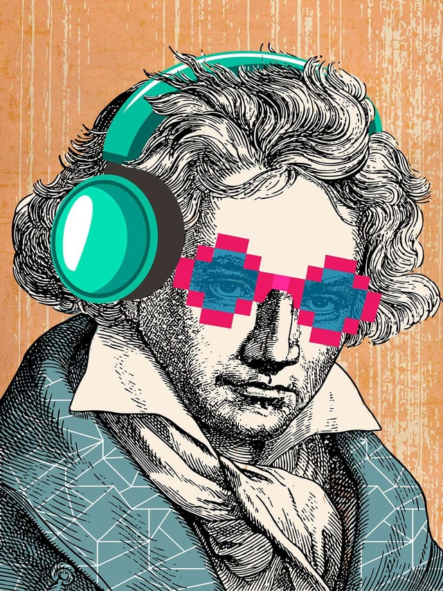 Poster Beethoven Pop Art (stampa su carta, 40x30 cm, senza cornice)