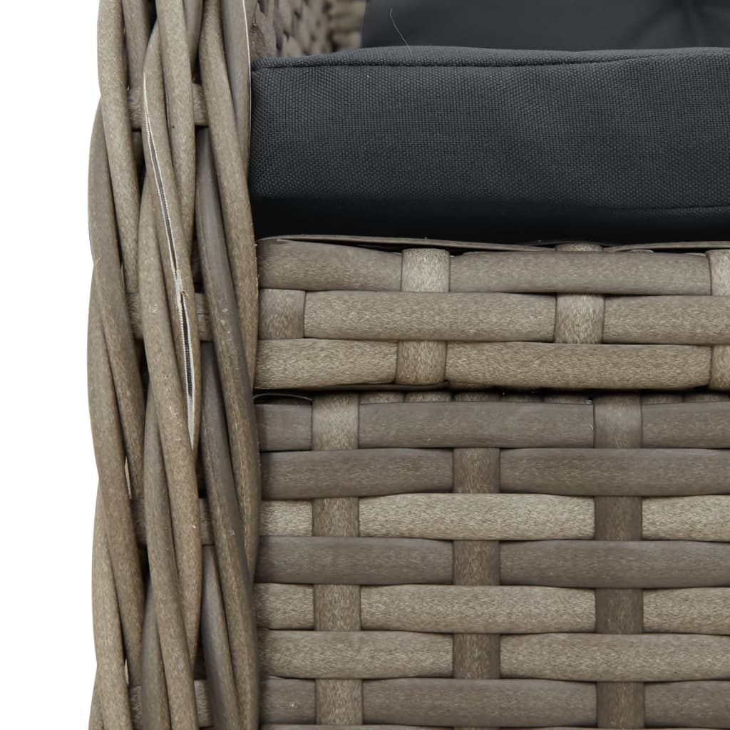 3 pcs conjunto de jantar p/ jardim | Móveis de jardim c/ almofadões vime PE cinza CFW310778 - 7