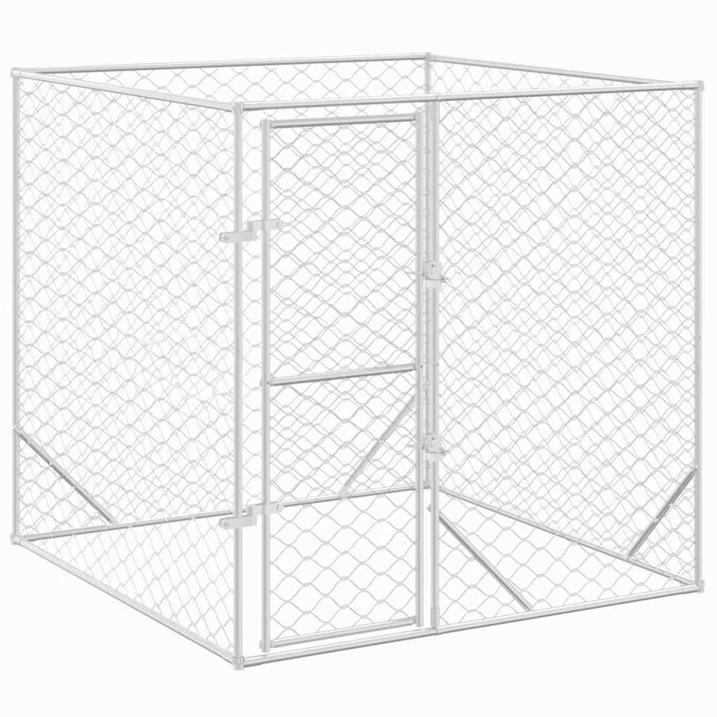 Perrera de exterior acero galvanizado plateado 2x2x2 m vidaXL - 2