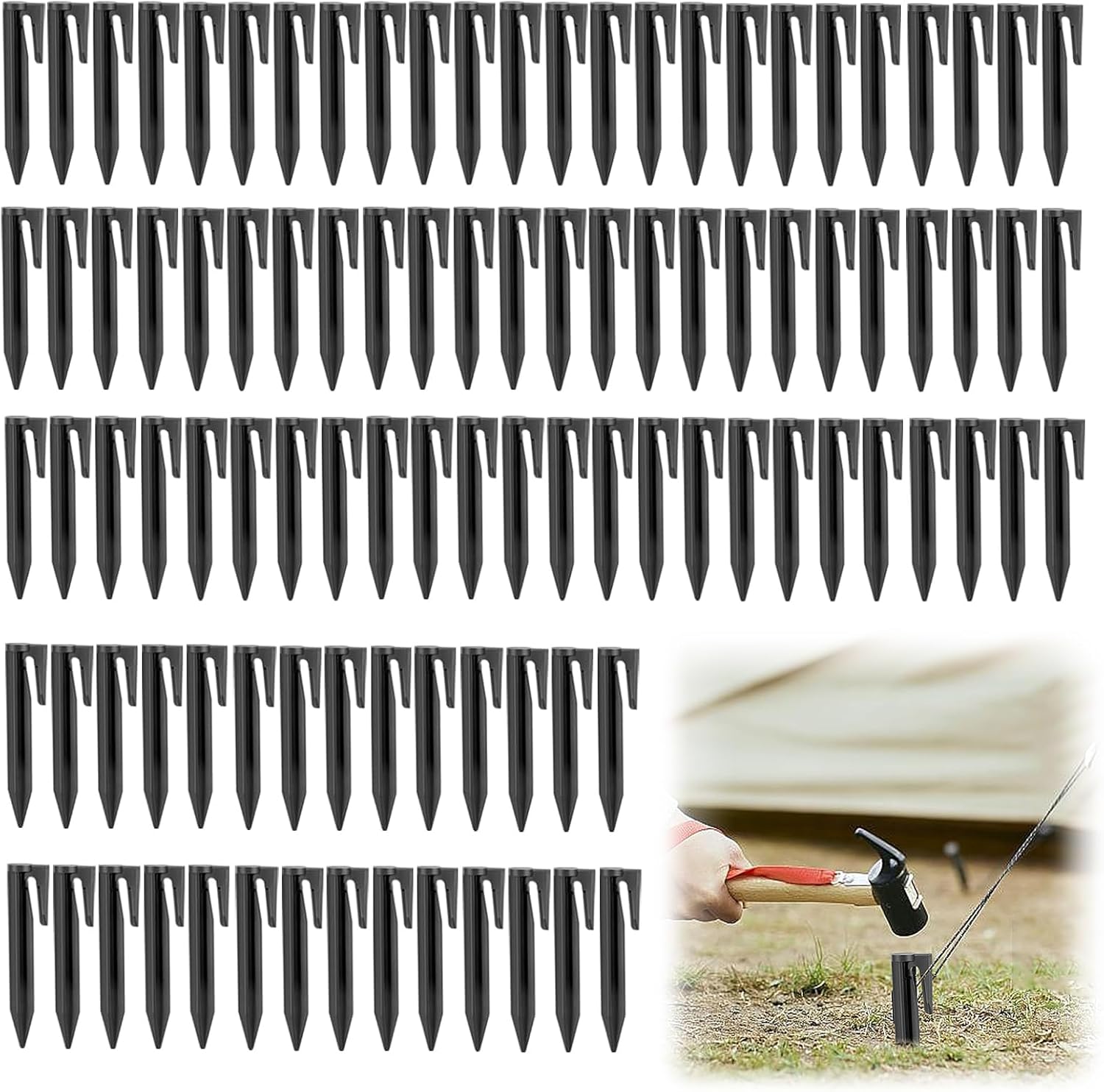100 Piquets De Tente Abaodam Rouges – Plastique Robuste, 14,7cm, Légers, Haute Visibilité, Pour Camping, Jardin, Plage