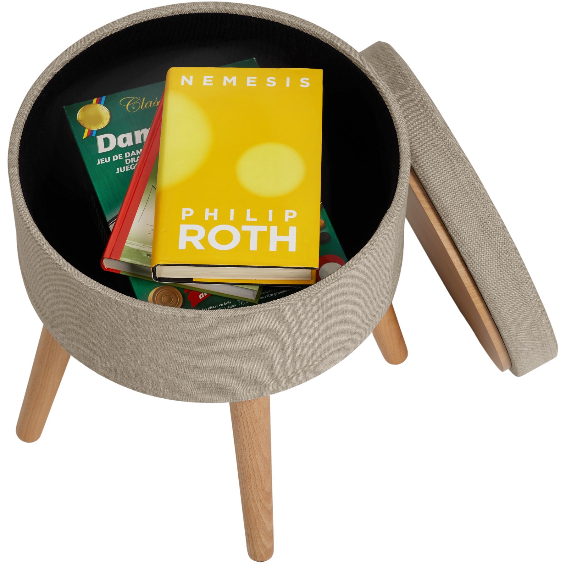 Tabouret en bois avec espace de rangement TECTAKE - 4