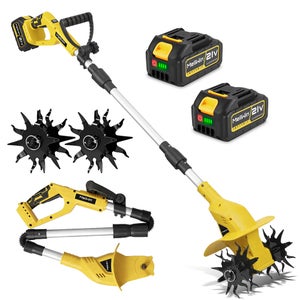 Mini motoculteur sans fil 24 V 235 tr/min pour jardinage électrique portable avec 2 batteries de 1,5 Ah et chargeur de 10,2 cm de profondeur