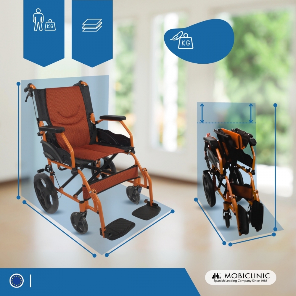 Mobiclinic Sedia a rotelle Pieghevole Leggera Seduta 46 cm Due