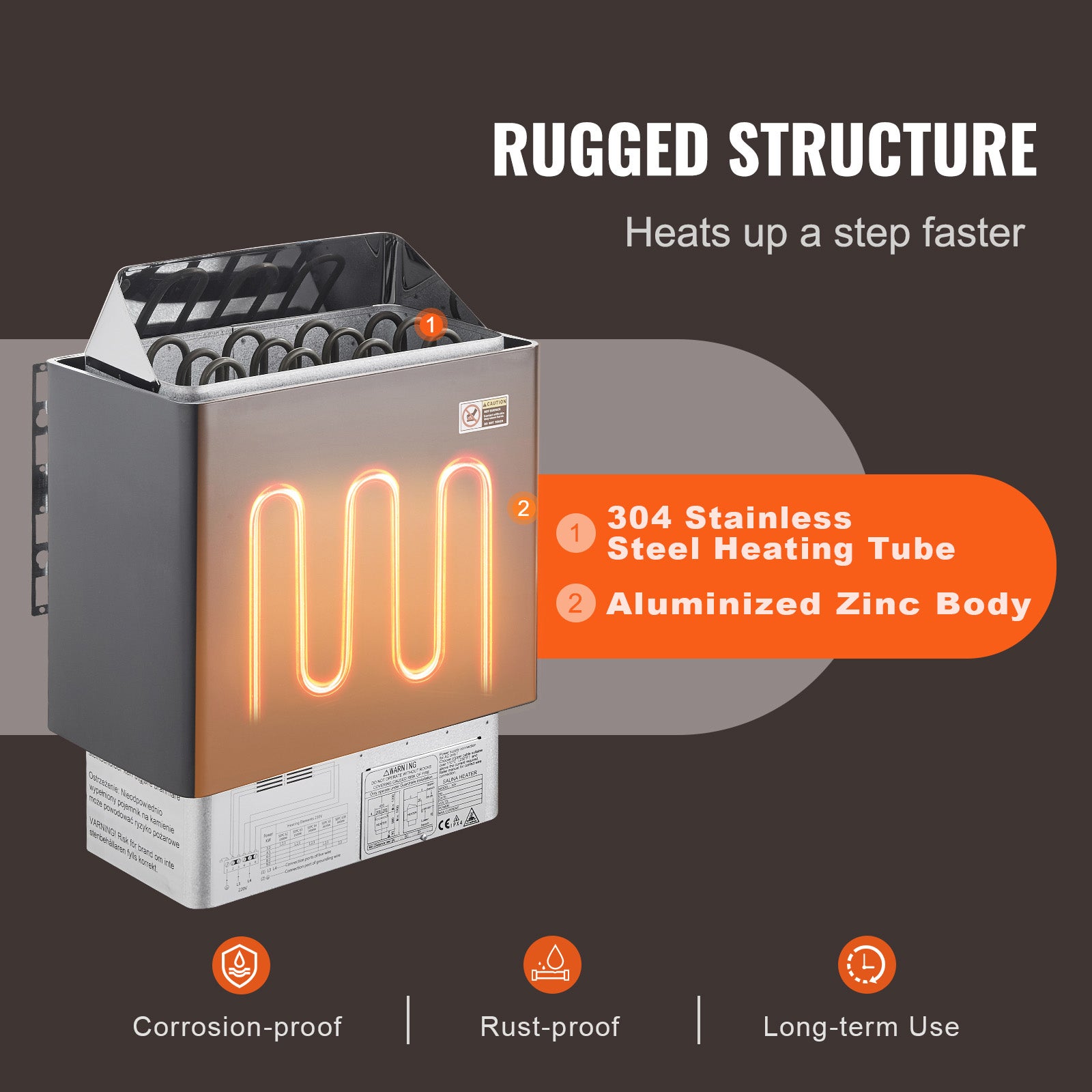 Poêle de sauna,SucceBuy 6 kW électrique,400 V 3N,jusqu'à 110 ℃,minuterie de 3 h,pour 5 à 9 m³,utilisation intérieure/extérieure - 5