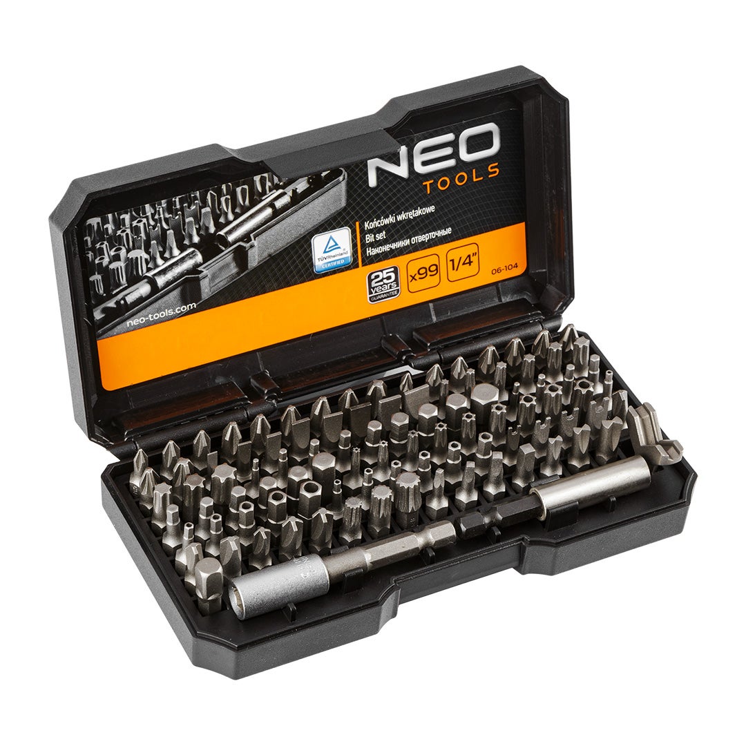 Końcówki wkrętakowe z uchwytem, zestaw 99 szt. NEO TOOLS