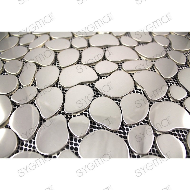 Mosaique carrelage inox pour sol et mur douche et salle de bain GALET MIROIR - 2