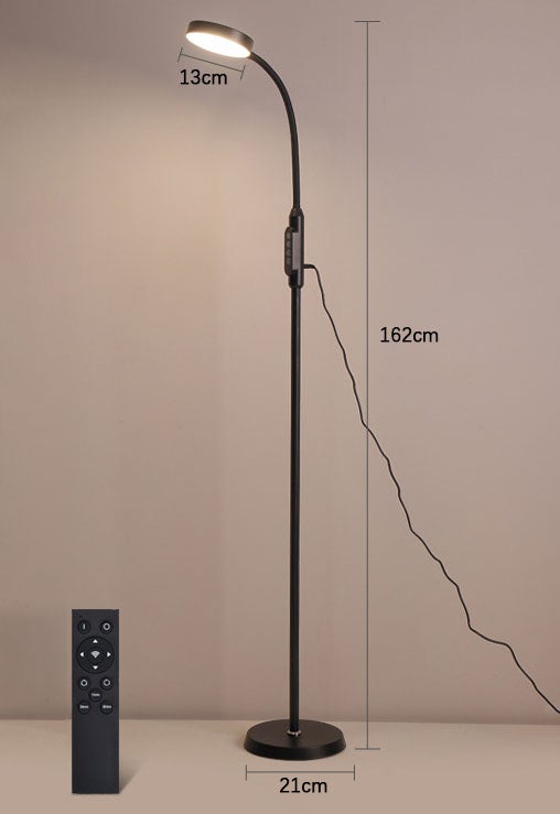 Lampadaire à réglage flexible, télécommande tactile, gradation continue, lampe de lecture LED, convient pour le bureau et l'étude (noir) - 7