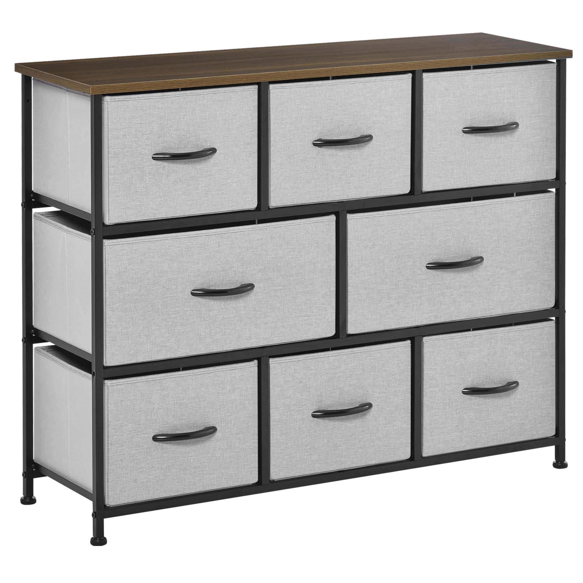 HOMCOM HOMCOM Commode 3 Tiroirs En Tissu, Chiffonnier, Meuble De Rangement Moderne Cadre En Acier Et Patins R Glables Commode Chambre Salon Entr E 45 X 30 X 71 Cm Gray P 136925118 Cat 3547