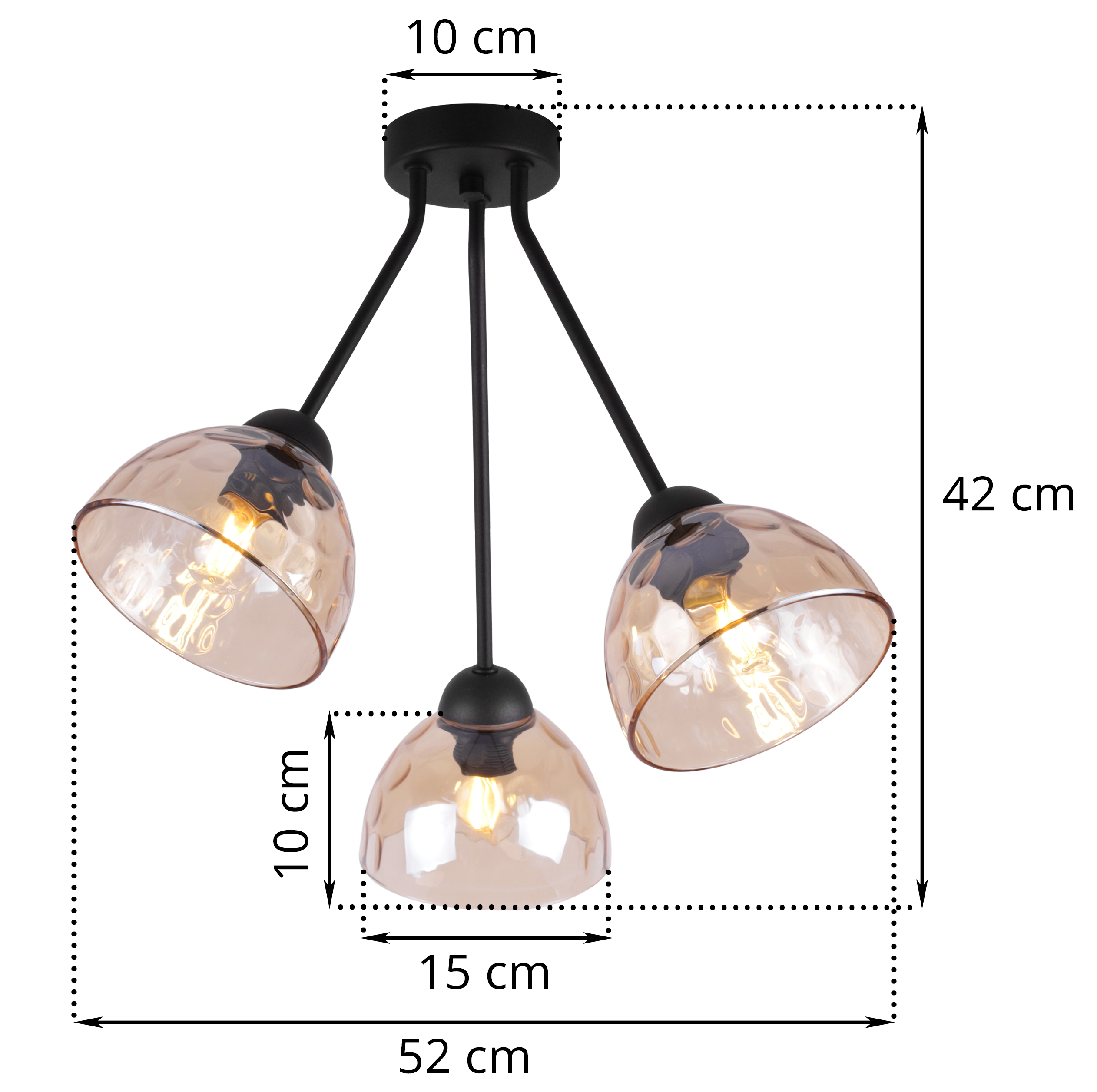 Lampa sufitowa wisząca Venice Trio modern 3xE27 klosz półokrąg miodowy Light Home LH - 6