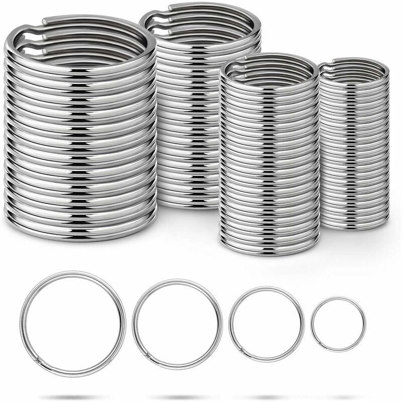 200 Anneaux Porte-Clés 20 Mm Et 25 Mm Double Boucles Fendues - Argenté Pour Bijoux Clés Bricolage