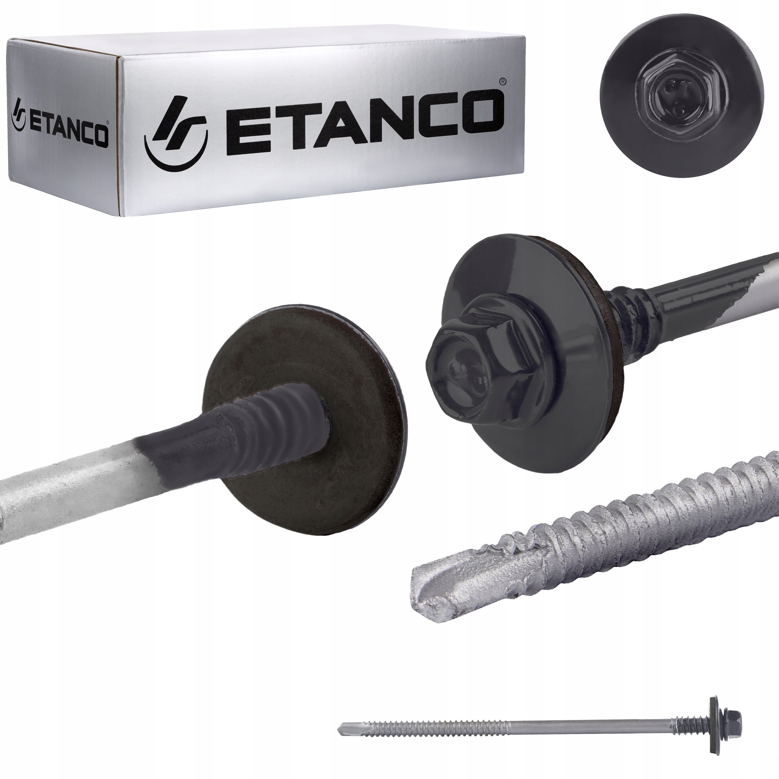Wkręty do płyt warstwowych Etanco GTR6 SP A19 malowane RAL 7016 z podkładką EPDM 5,5/6,3x125 mm 100szt
