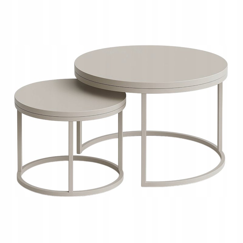 Stolik Kawowy KASZMIR Zestaw 2w1 Okrągły 80/60cm Industrial SOFT LOFT COLOR