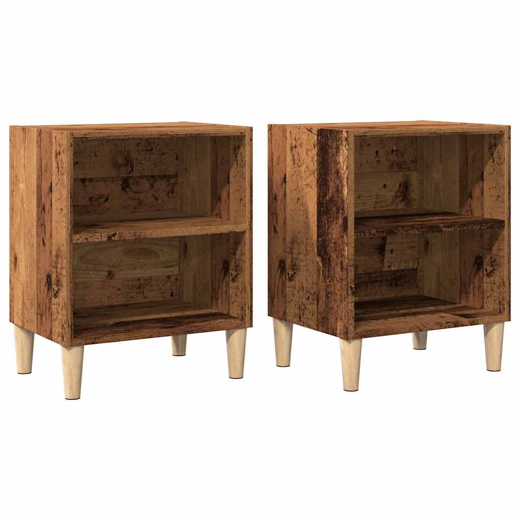 Lot De 2 Tables De Chevet Enfant - Motifs Arc-en-ciel Et Nuages, Bois Massif, 34x30x54 Cm, Avec Rangement