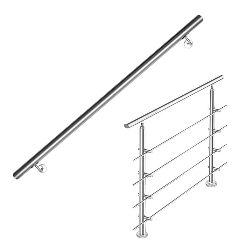Zestaw balustrad schodowych zewnętrznych, długość 71 cali, stal nierdzewna, 4 poręcze, do werand i tarasów, balustrad, balkonów