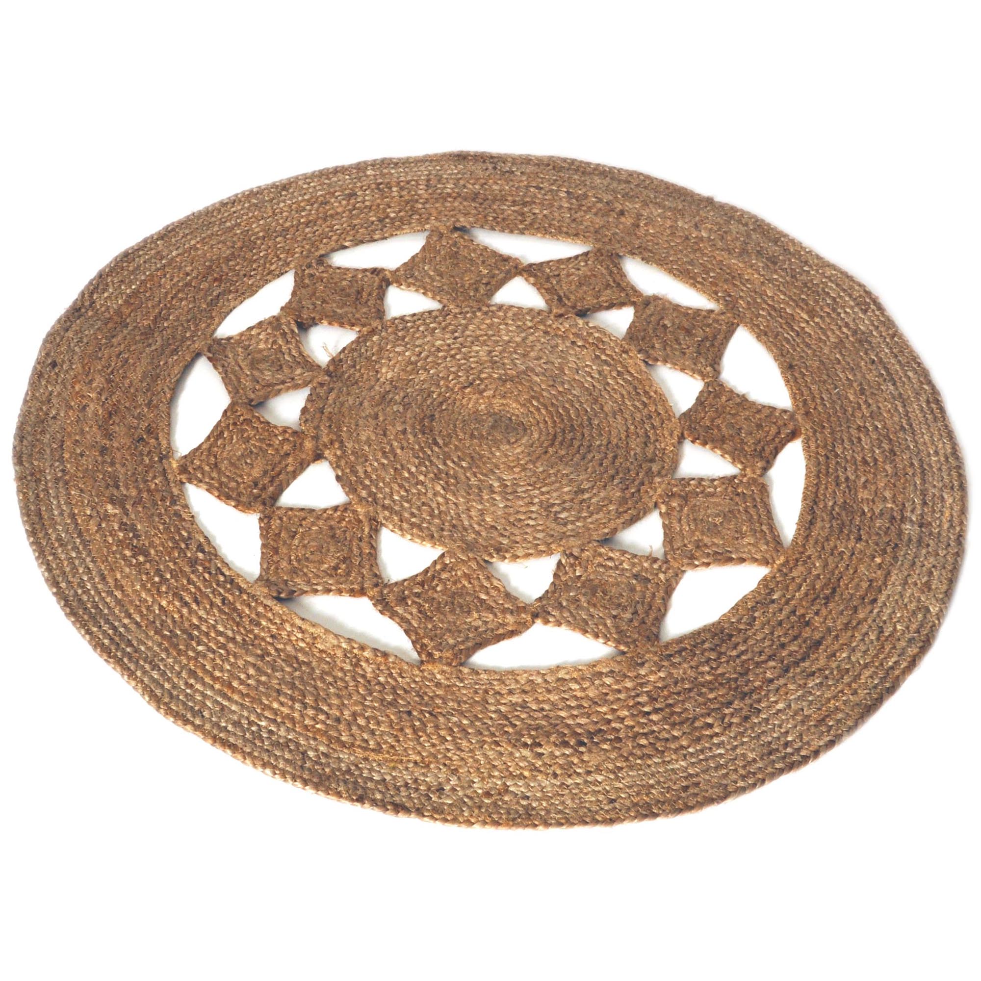 Tapis Rond ajouré en Jute Naturel, 120 cm, Dylrev - 3
