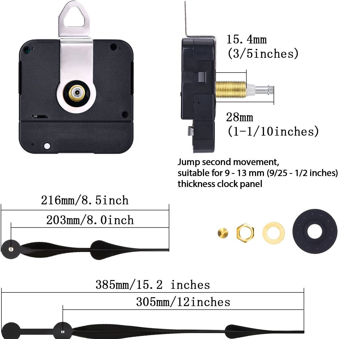 Mécanisme horloge couple élevé – Aiguilles jusqu’à 56cm, remplacement durable pour grands cadrans - 2