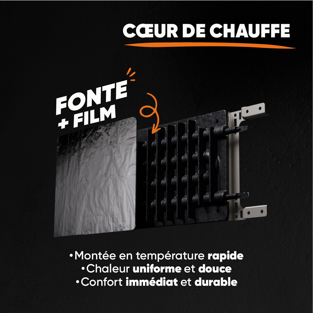 Radiateur électrique fixe à inertie sèche fonte+film 2000W Bestherm NEMESIS horizontal blanc - 4