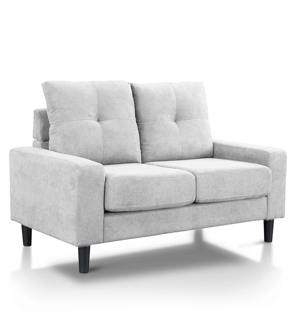 Sofá 2 plazas brooklyn respaldo capitoné, combinable con sofá 3 plazas y chaiselongue 145x78x95cm color gris claro