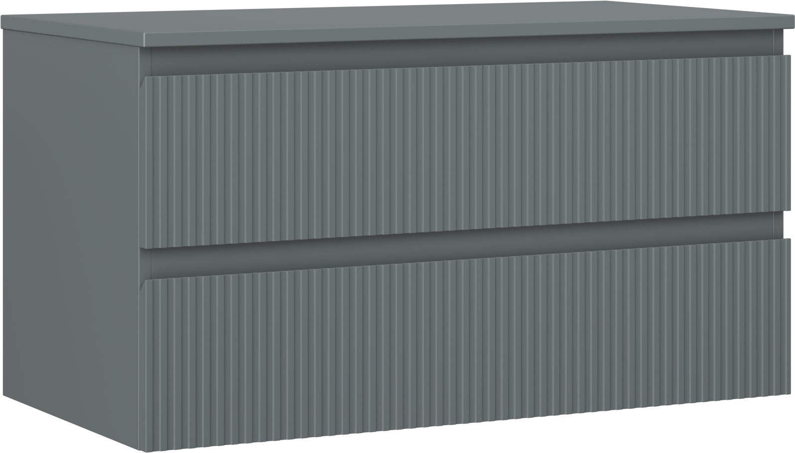 Mexen Rivel szafka łazienkowa podumywalkowa 90 cm z blatem, 2 szuflady, ryflowana , grafit mat - 91A20-09047-2-BFFC66