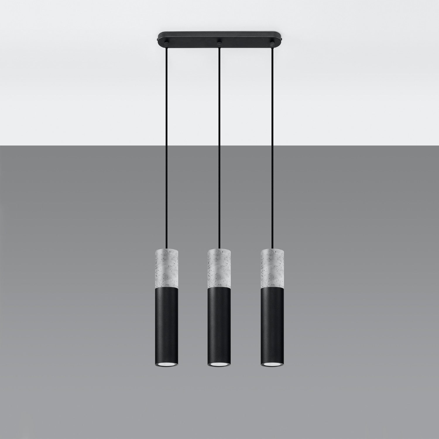 Lampa wisząca Borgio czarno-szara 3xGU10x40W wym: 100 x 40 x 40 cm beton architektoniczny Sollux Lighting