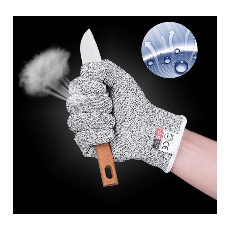 Une paire de gants résistant aux coupures grade 5, des gants de jardinage, des gants de travail, des gants de protection L --- 23cm - 58g (bord noir) - 3