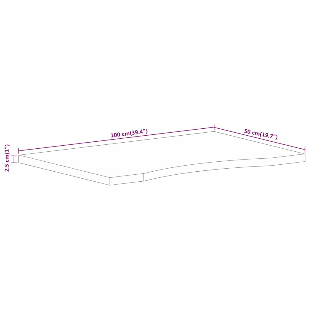 Maison Exclusive - Dessus de bureau avec courbe 100x50x2,5 cm manguier massif brut - 8