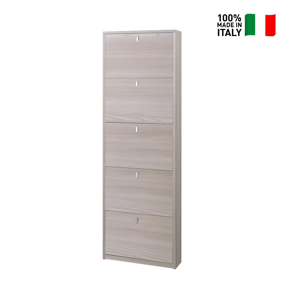 Armoire à chaussures d'entrée au design moderne et épuré 5 portes 12 paires de chaussures Lita - 7