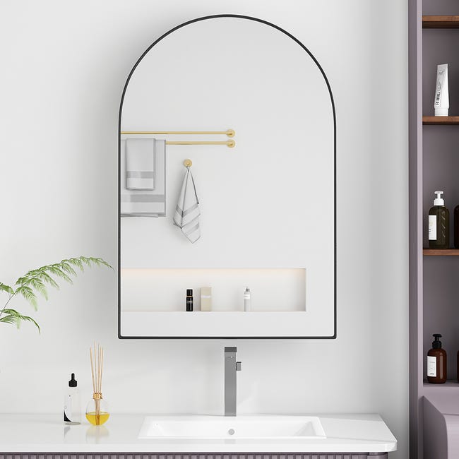 Armoire à glace, miroir avec rangement et cadre en métal, armoire ...