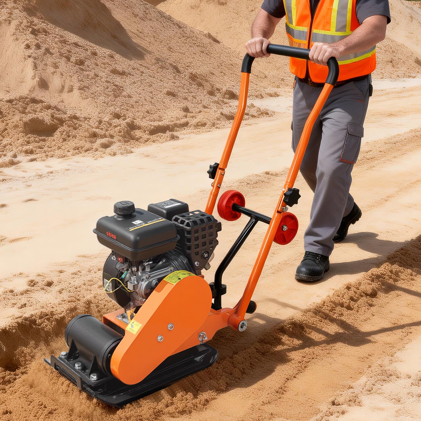 Plaque Vibrante Thermique VEVOR 8 kN Compacteur à Plaque Vibrante Essence 2 hp, 5250 VPM, Zone de Compactage 41x31,5 cm, pour Pavages, Asphalte - 8