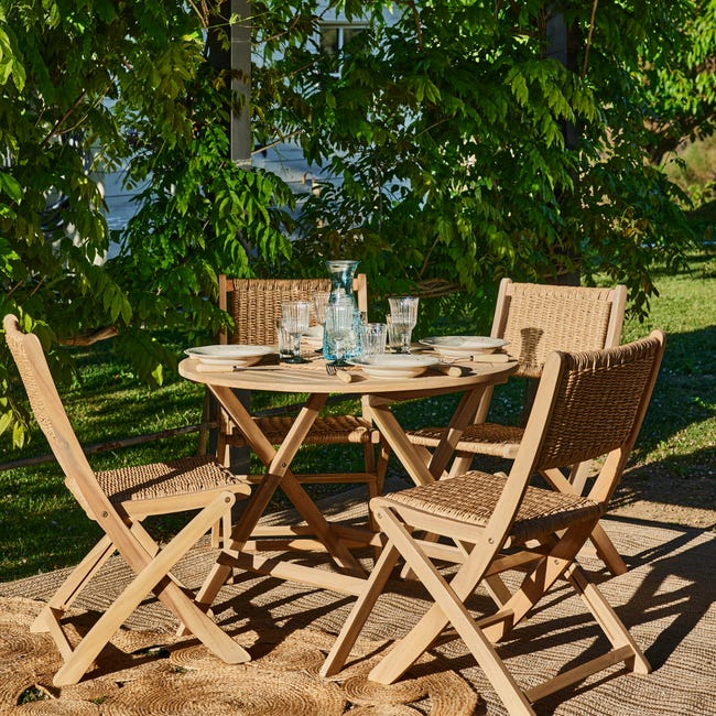 Tavolo da pranzo da giardino rotondo pieghevole 90cm legno di colore chiaro - Java Light | Leroy Merlin Tavolo da pranzo da giardino rotondo pieghevole 90cm legno di colore chiaro - Java Light | Leroy Merlin