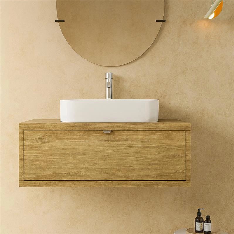 Mobile bagno 110x50 Thema Rovere farnia con Lavabo in ceramica | Leroy ...
