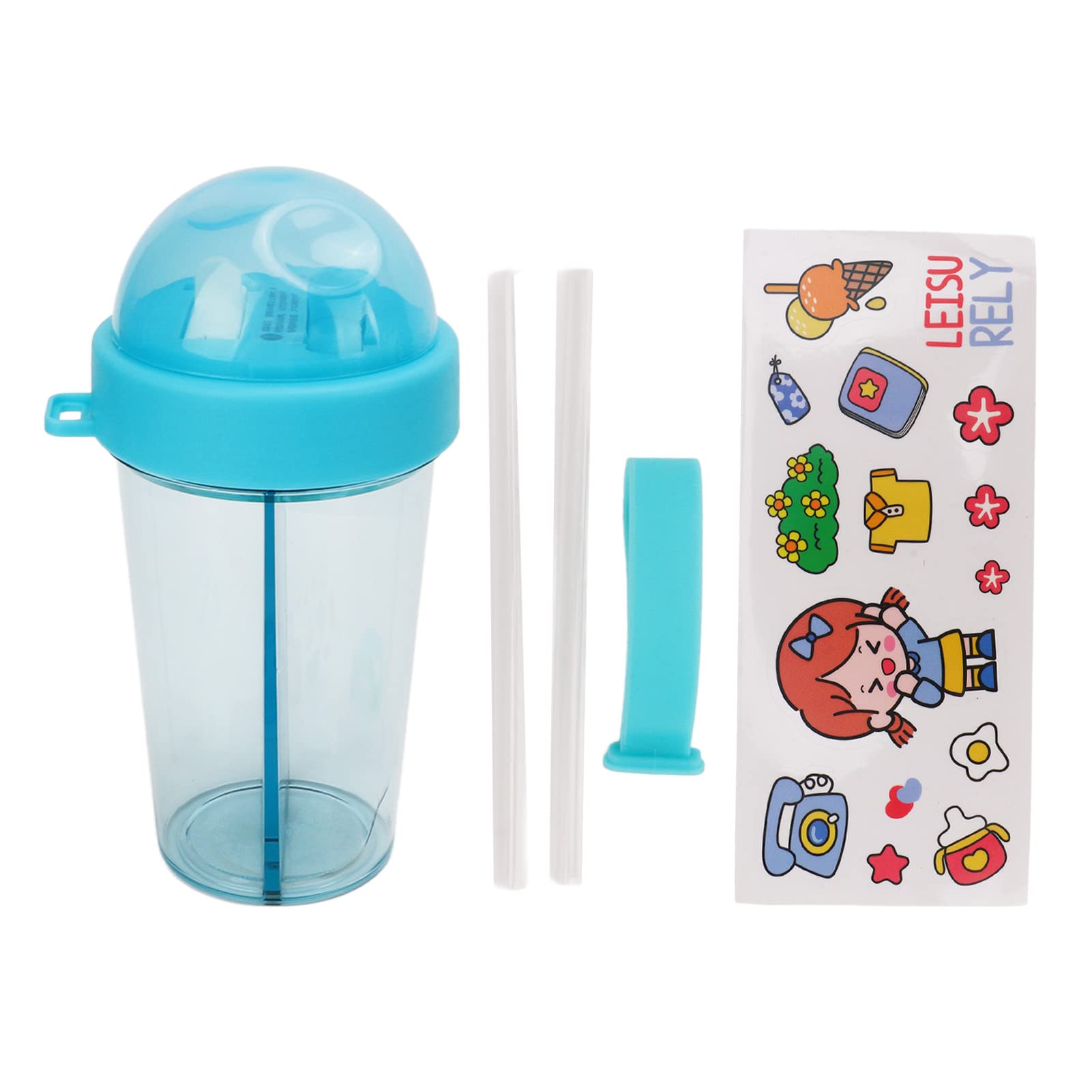 600ml Botella de agua de vidrio de con pajita de bambú y tapa, vaso de agua de boca ancha, funda