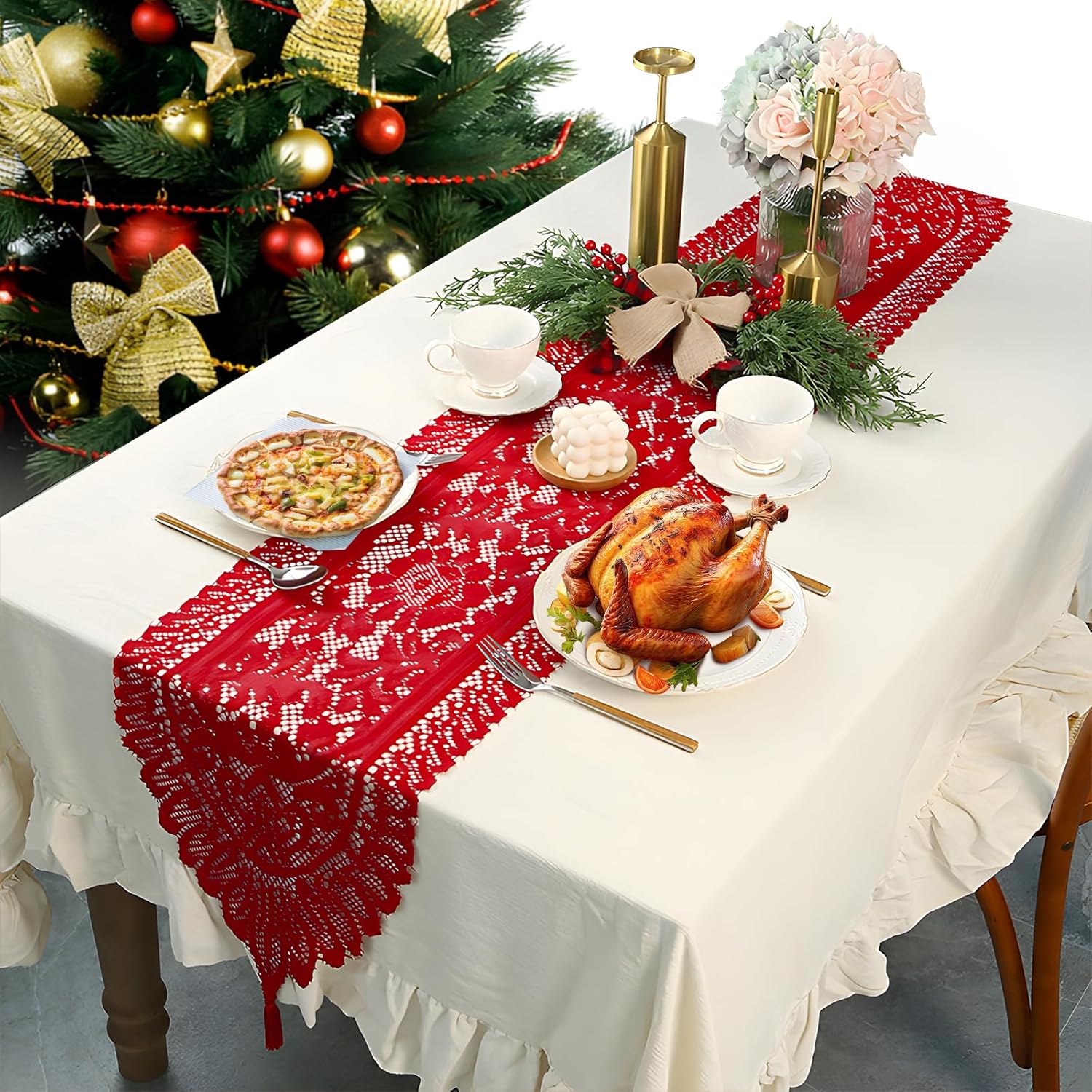Chemin De Table Noel Chemin De Table Noel Rouge Pour Deco Table Noel 56E