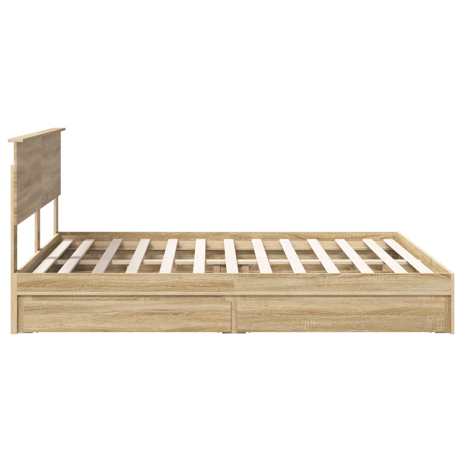 Lit de rangement chêne 160 x 200 cm panneau de bois - 9