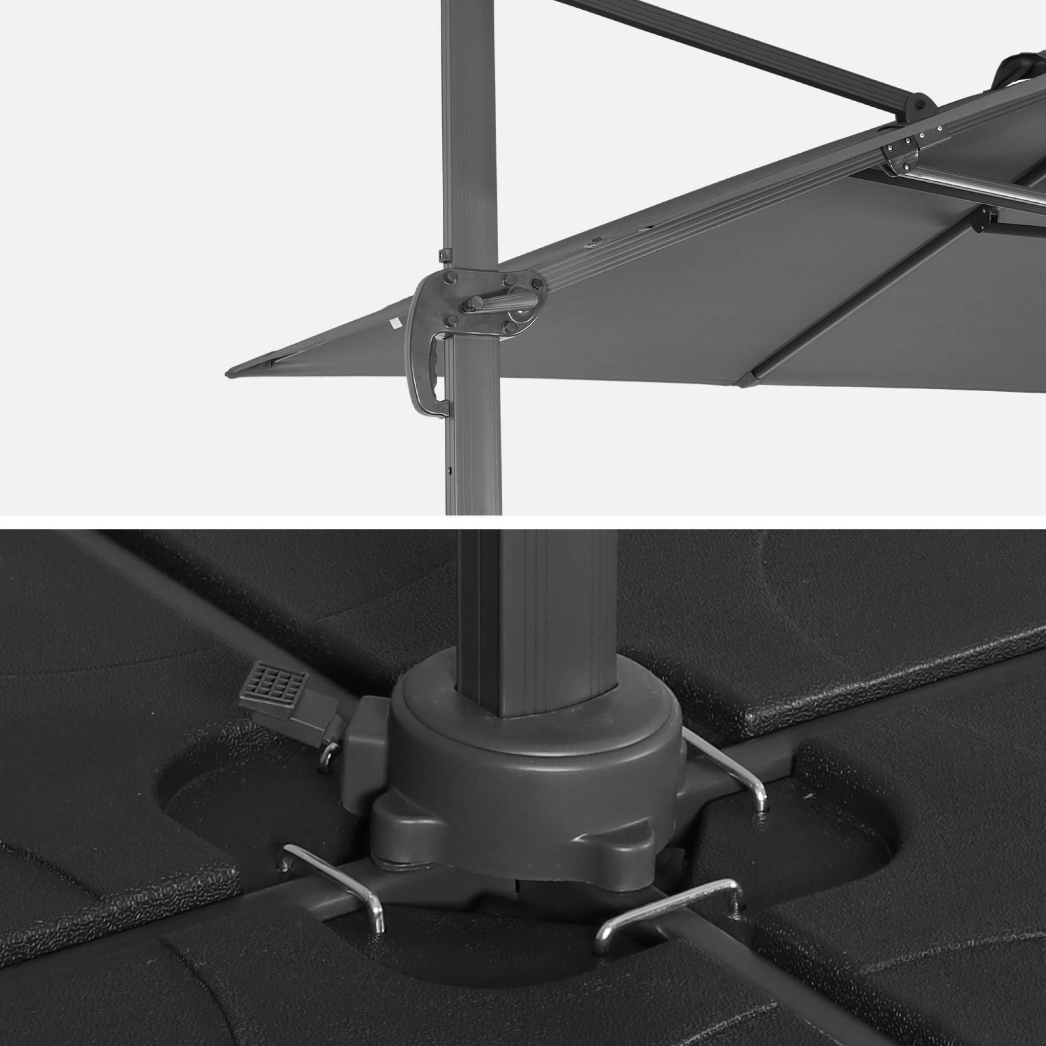 Parasol déporté rectangulaire gris 3x4m + dalles à lester 50x50cm WIMEREUX + DALLES 50X50CM - 8