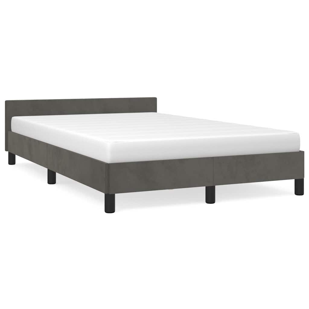 Cadre de lit sans matelas, velours, gris foncé, pour la chambre, 120 × 200 cm - 2