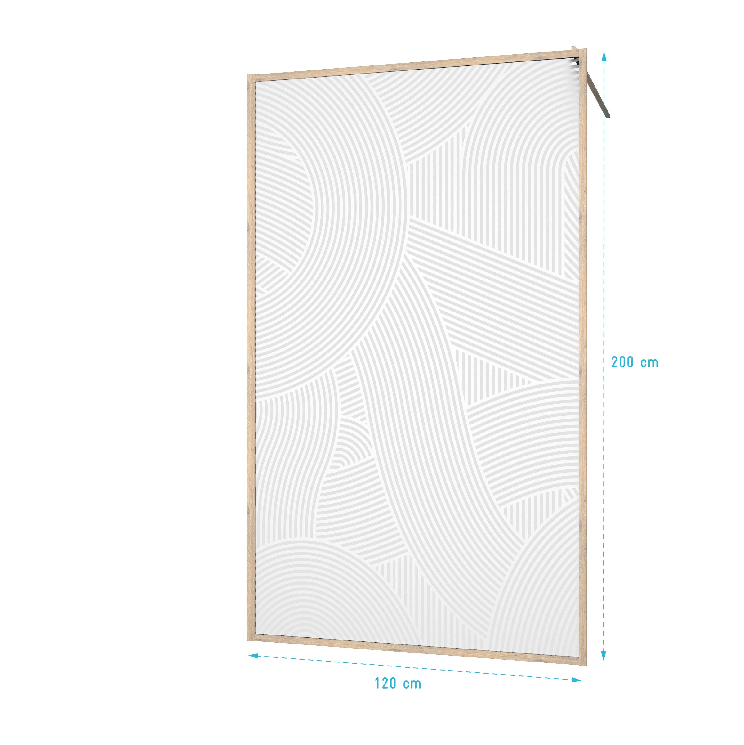 Paroi de douche 120 x 200 HINATA style Japandi courbes douces - Cadre effet Bois - Verre 6mm - 5