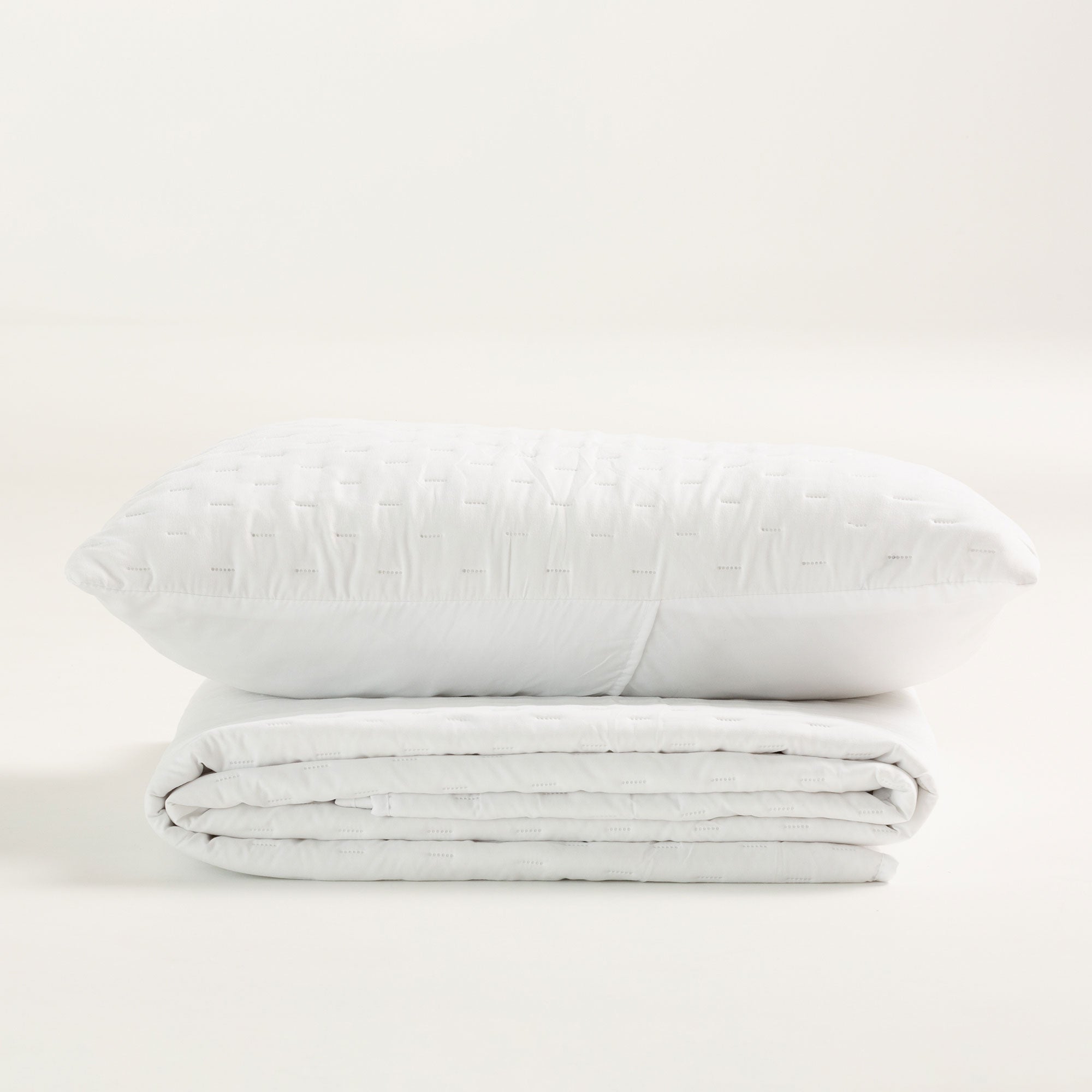 Colcha acolchada lisa cama 150/160 incluye fundas de almohada 250x270 + 2(50x70) cm blanco - 7