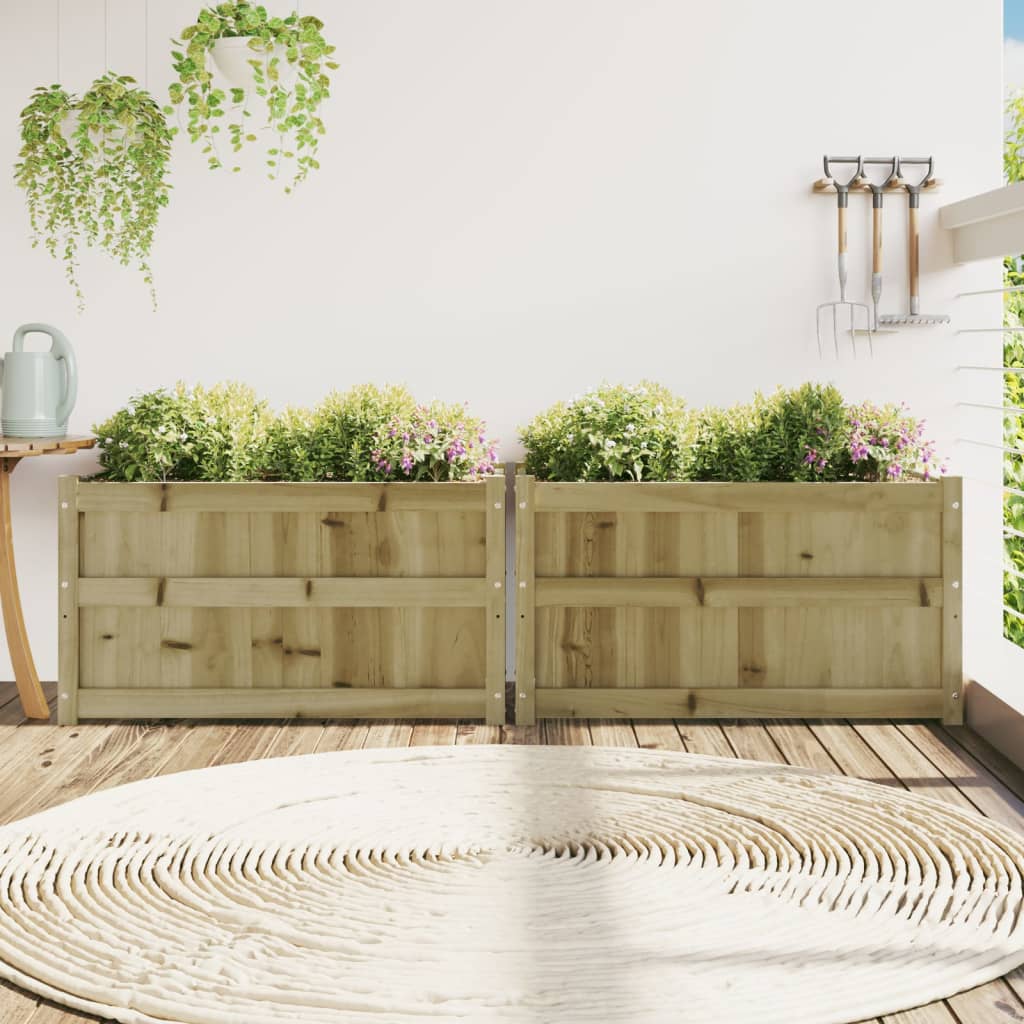 Lot de 2 Jardinières, Bac à fleurs, Pot de fleurs bois de pin n2382l - 3