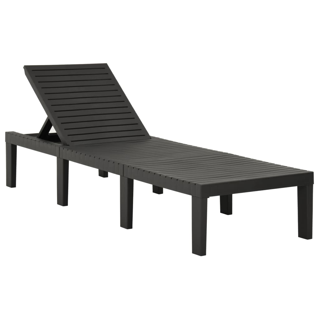 Chaise longue avec coussin Plastique Anthracite - 2