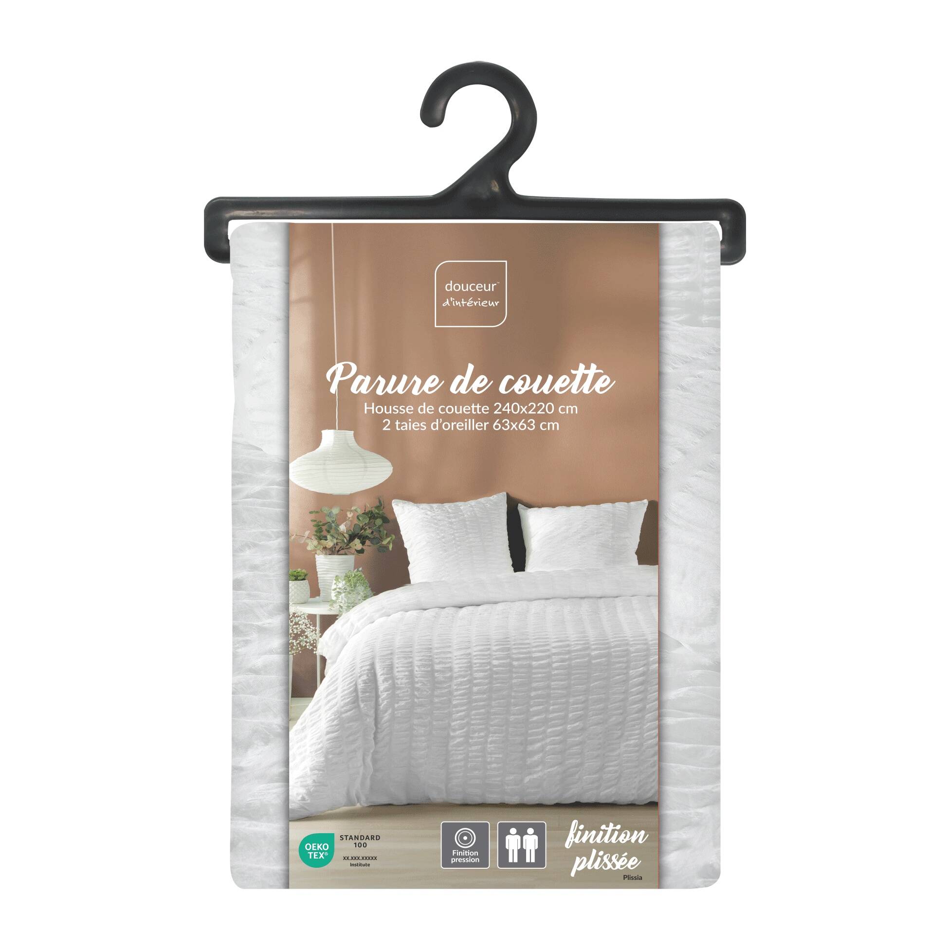 Parure de lit 3 pièces en microfibre - Blanc - 240x220 cm - 4