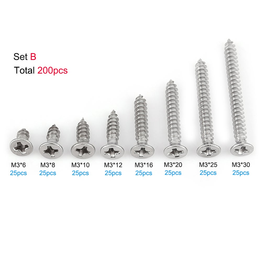 CASAON 570Pcs Set Viti Autofilettanti M3/M4/M5/M6 – Acciaio Inox 304 – Assortimento Per Fai-da-te