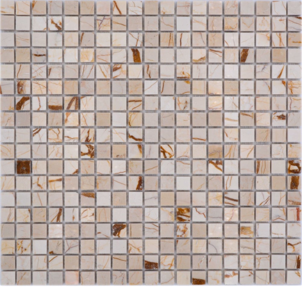 Mosaico In Marmo Bianco Carrara 15x15 Mm – Mattonella 305x322 Mm Per Parete E Pavimento
